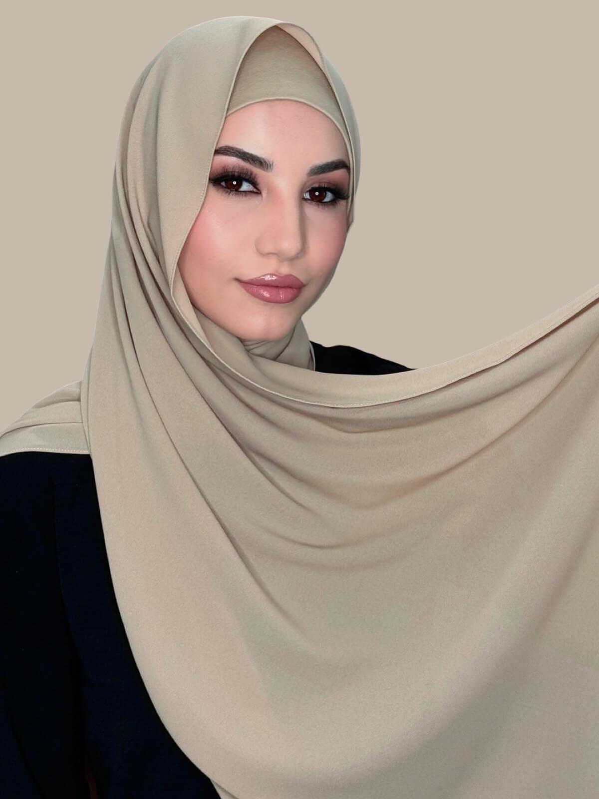 Elegant Chiffon Hijab Set - Desert Color Matching Scarf & Underscarf - Perfect for Daily Wear, Prayer, and Special Occasions