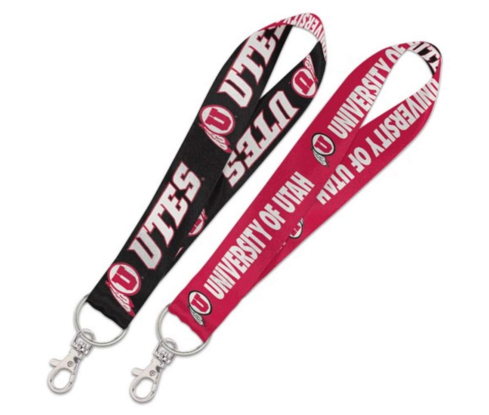 WinCraft NCAA Utah Utes 1 Inch Lanyard Keychain with Metal Ring - Red, Black & White Team Colors - Perfect for Keys, ID Badges & Game Day Accessories