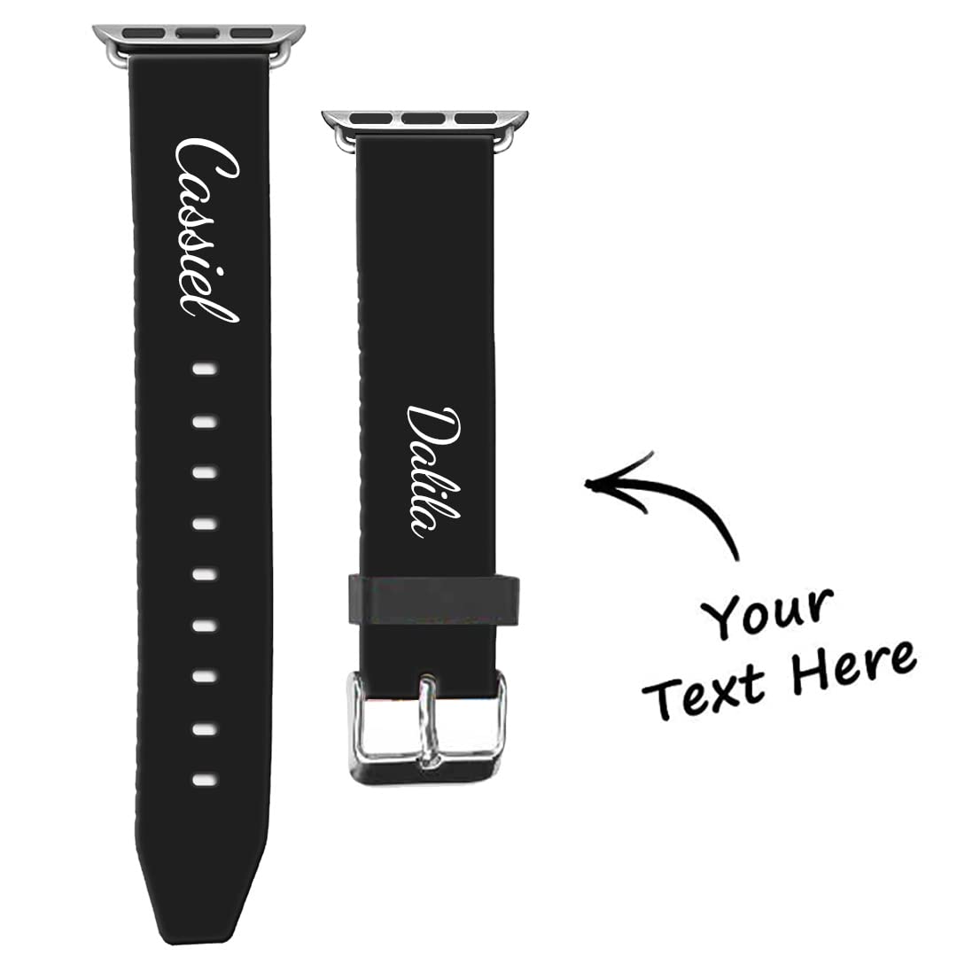 Custom Photo Watch Bands for Apple Watch 42mm 44mm 45mm - Personalized Silicone Sport Loop with Engraved Name & Picture - Compatible with iWatch Series 1-8 - Perfect Gift for Men & Women - Gym, Running, Workout & Everyday Wear