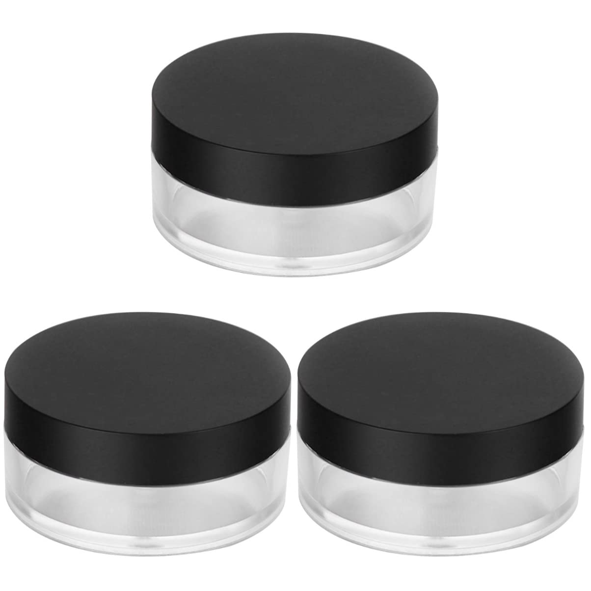 FRCOLOR 3-Piece Empty Makeup Powder Container Set with Puff Holder - Translucent Powder Jar & Toner Case for Loose Powder, Foundation & Setting Powder - Perfect for Travel, Salon & Professional Makeup Artists
