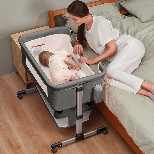 Grey-bedside Crib