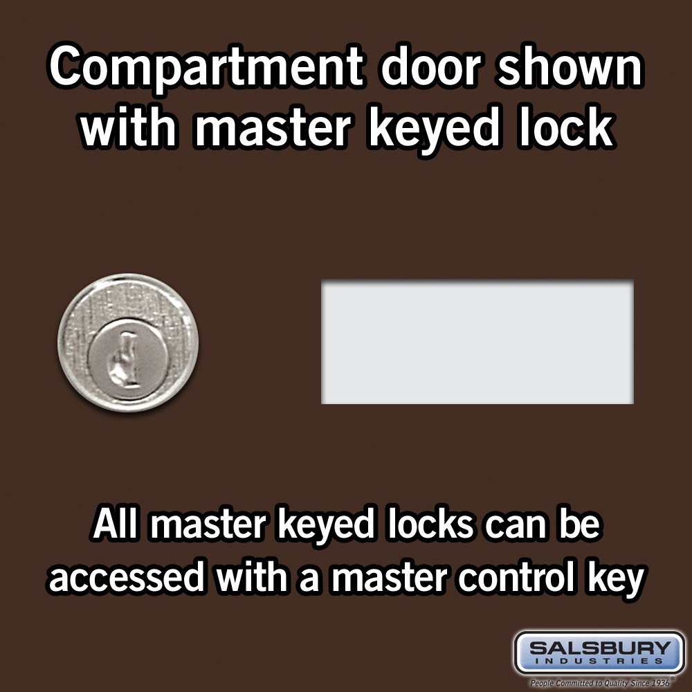 Salsbury Industries 19145-07ZSK 4-Unit Surface Mounted Keyed Lock Cell Phone Access Panel with 5-Inch Bronze Compartments - Secure Storage for Offices, Schools, and Public Spaces
