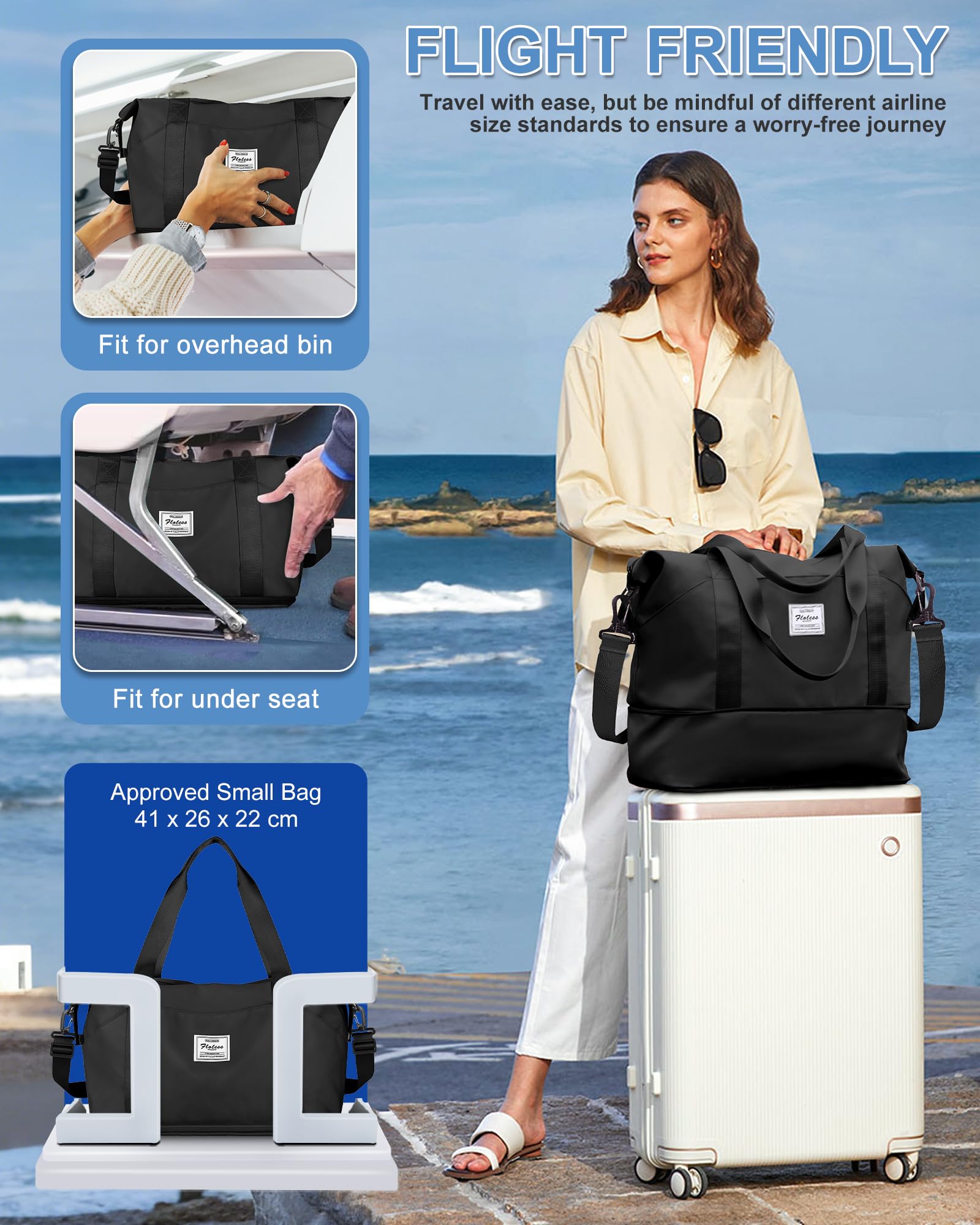 Best Travel Duffel Bag for Women - Lightweight Sports Tote & Gym Bag with Shoulder Strap - Perfect for Weekend Getaways, Overnight Trips & Workout Sessions