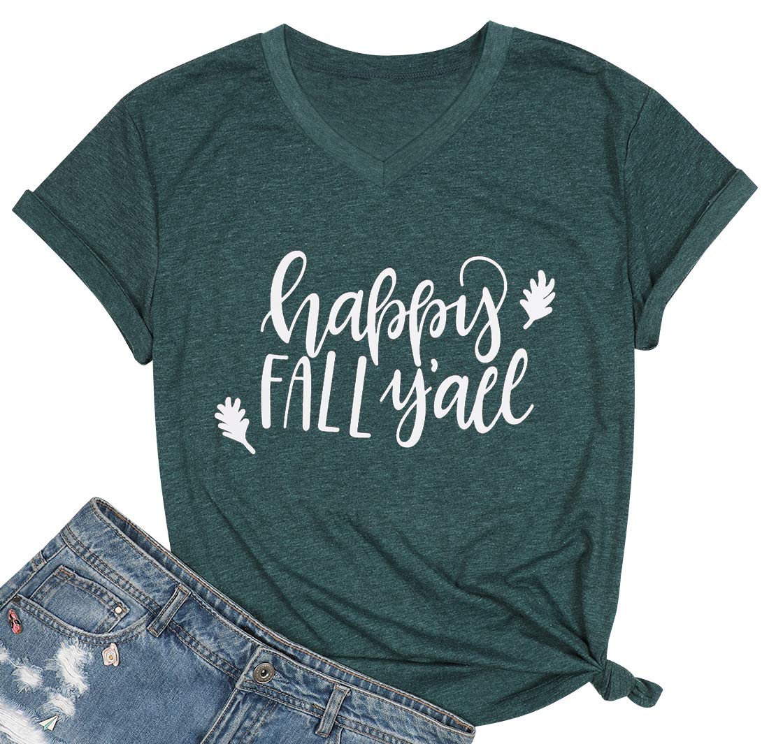 Funny Pumpkin Spice Halloween V-Neck T-Shirt for Women - Cute Fall Graphic Tee with Letter Print | Perfect for Halloween Parties, Autumn Outfits & Casual Wear