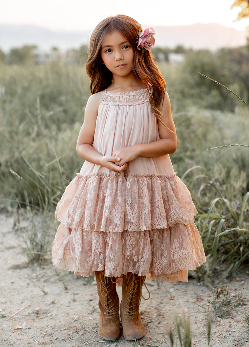 Stylish Catrina Dress in Desert Shell - Elegant Floral Maxi Dress for Women | Perfect for Parties, Weddings & Summer Outfits