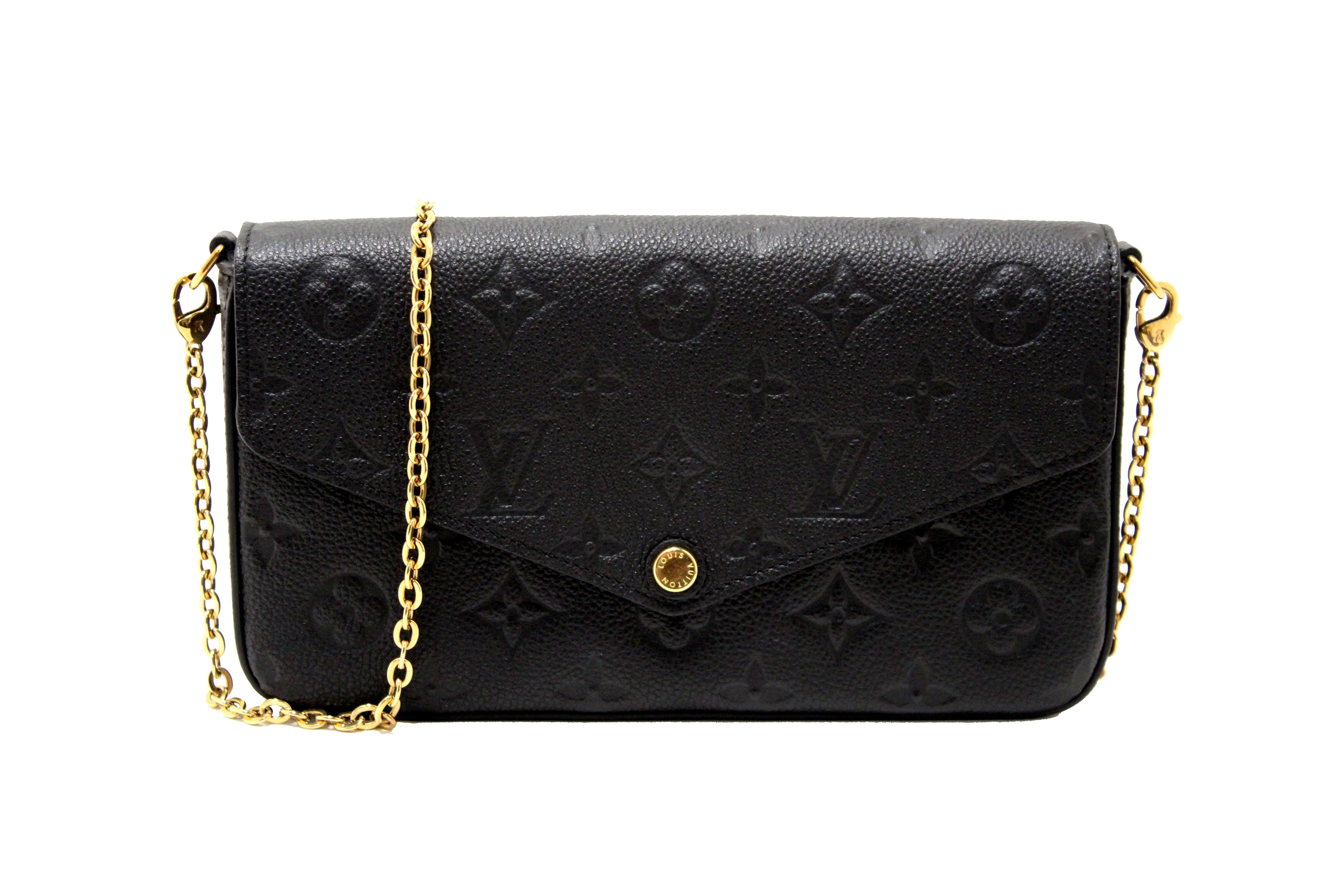 Authentic Louis Vuitton Black Monogram Empreinte Felicie Pochette Crossbody Bag - Luxury Designer Handbag for Women, Perfect for Date Night, Parties & Everyday Use