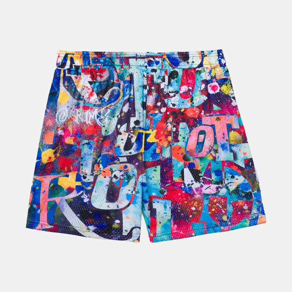 Vandal Paint Mesh Shorts - Breathable Athletic Shorts for Men & Women - Perfect for Running, Gym, and Streetwear Fashion