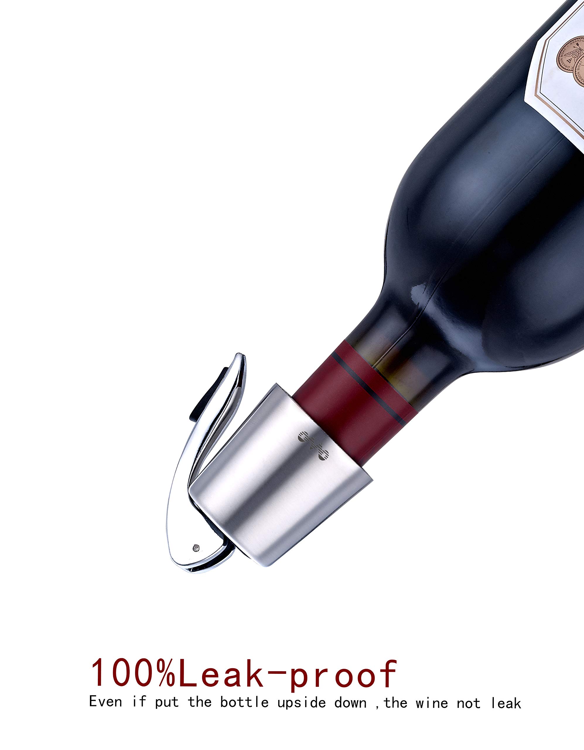 Premium Stainless Steel Wine Bottle Stopper with Silicone Seal - Reusable Wine Saver & Decorative Bottle Sealer (2 Pack, Silver) - Perfect for Preserving Opened Wine Bottles at Home, Parties & Restaurants