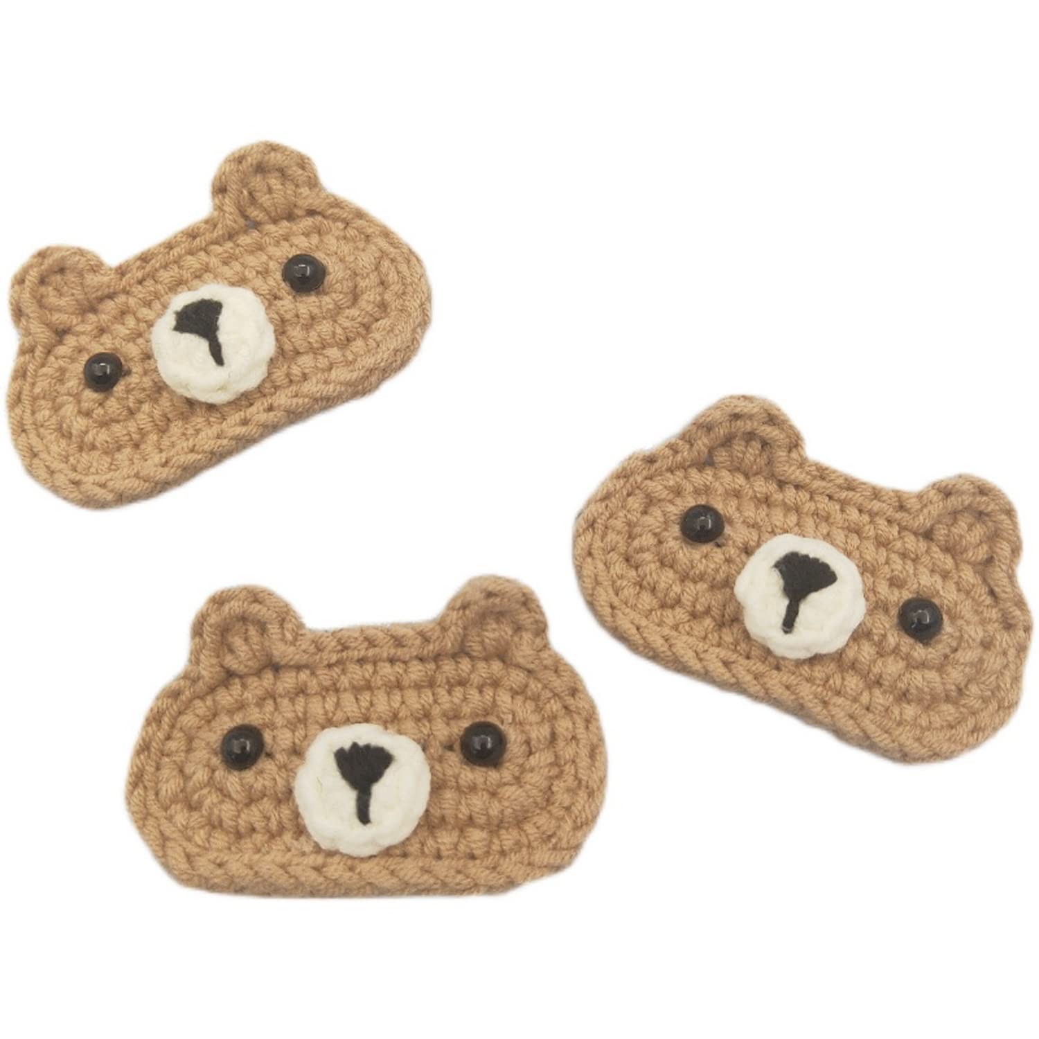 Handmade CHERRY CAT Knitted Wool Hair Clips - Cute Animal Hairpins for Girls, Unique Brown Bear Bangs Clips - Perfect for School, Parties & Everyday Styling