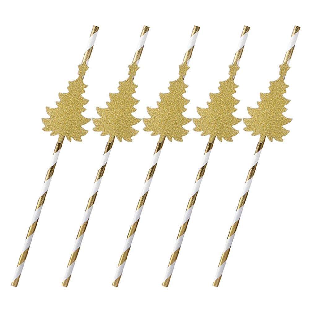 KESYOO 24pcs Glitter Paper Straws - Christmas Tree Drinking Straws for Parties, Baby Showers & Holiday Decorations | Eco-Friendly Disposable Straws for Beverages, Cocktails & Festive Celebrations