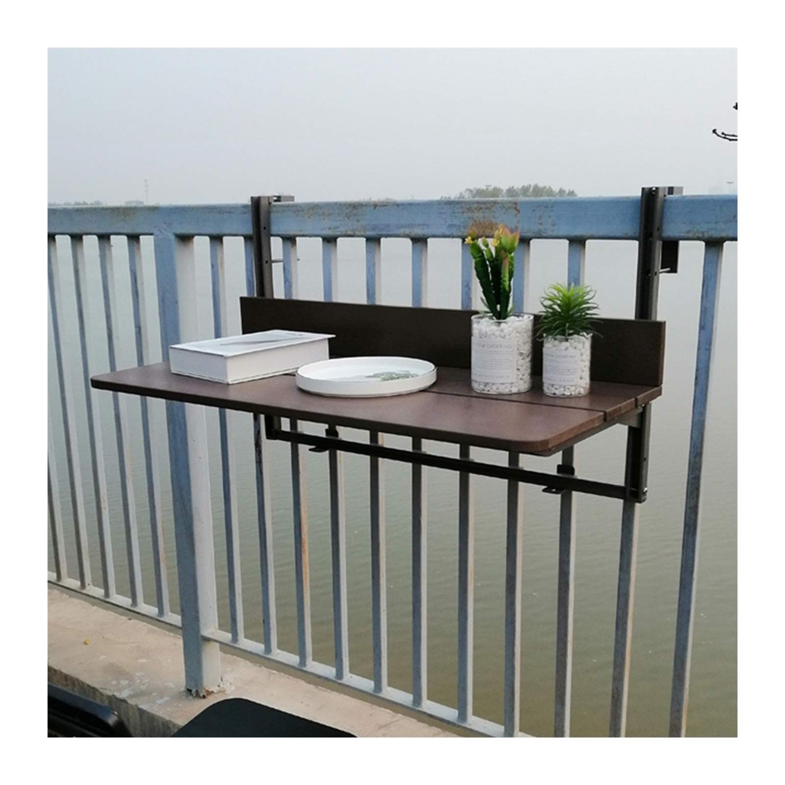 **Balcony Hanging Folding Table - Small Space-Saving Lift Desk for Outdoor, Indoor, RV & Apartment - Eco-Friendly & Easy to Clean - 4 Sizes (60cm x 37cm) - Perfect for Coffee, Reading & Small Dining**