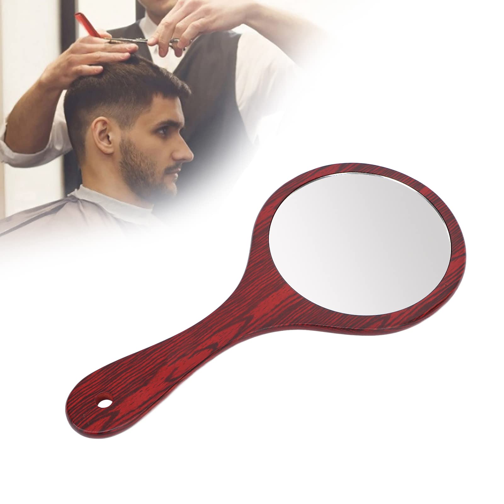 Wooden Handle Handheld Mirror - Portable Vanity Makeup Mirror for Salon, Barbers & Hairdressers - Travel Cosmetic Mirror with Non-Slip Base - Perfect for Home, Salon & Travel Beauty Routines