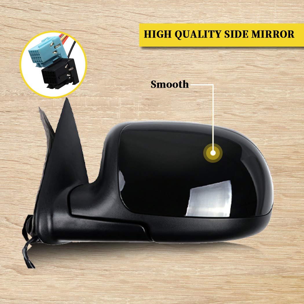 Black Left Side Mirror Replacement for 2007 Chevy Silverado 1500 Classic - Manual Fold, Heated, Turn Signal - Smooth Glass - Perfect for Winter Driving & Daily Commutes