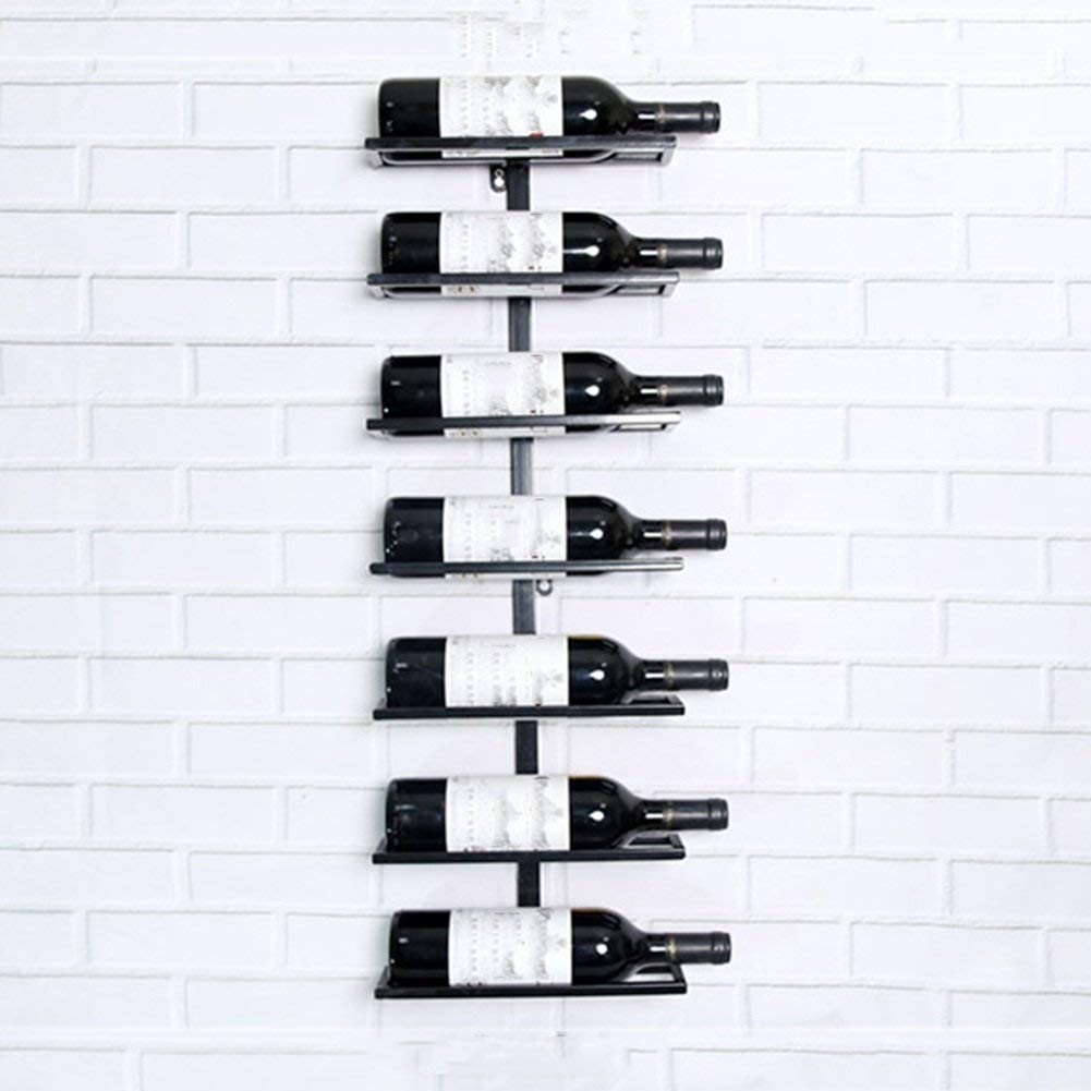 Iron Wall Mounted Wine Rack Holder for 2-9 Bottles - Hanging Wine Bottle & Glass Display Shelf - Durable Metal Art Shelf for Kitchen, Bar, Restaurant, Dining Room Decor