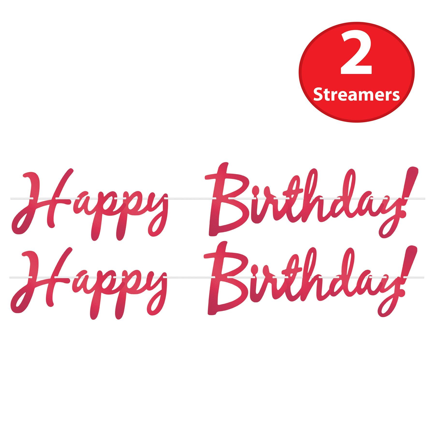 12 Pack Beistle Foil Happy Birthday Party Streamers - Red Decorative Curtain for Birthday Decorations, Baby Showers & Anniversary Celebrations
