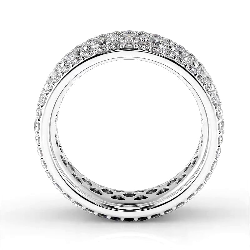 2.29 Carat Round Diamond Triple Row Wedding Band Ring for Women - Elegant Bridal Jewelry for Engagement, Anniversary & Special Occasions