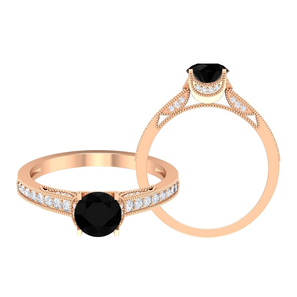 1.25 CT Black Onyx & Moissanite Ring - 6mm Round Solitaire Engagement Ring in 14K Solid Gold | Elegant Jewelry for Weddings, Anniversaries & Special Occasions