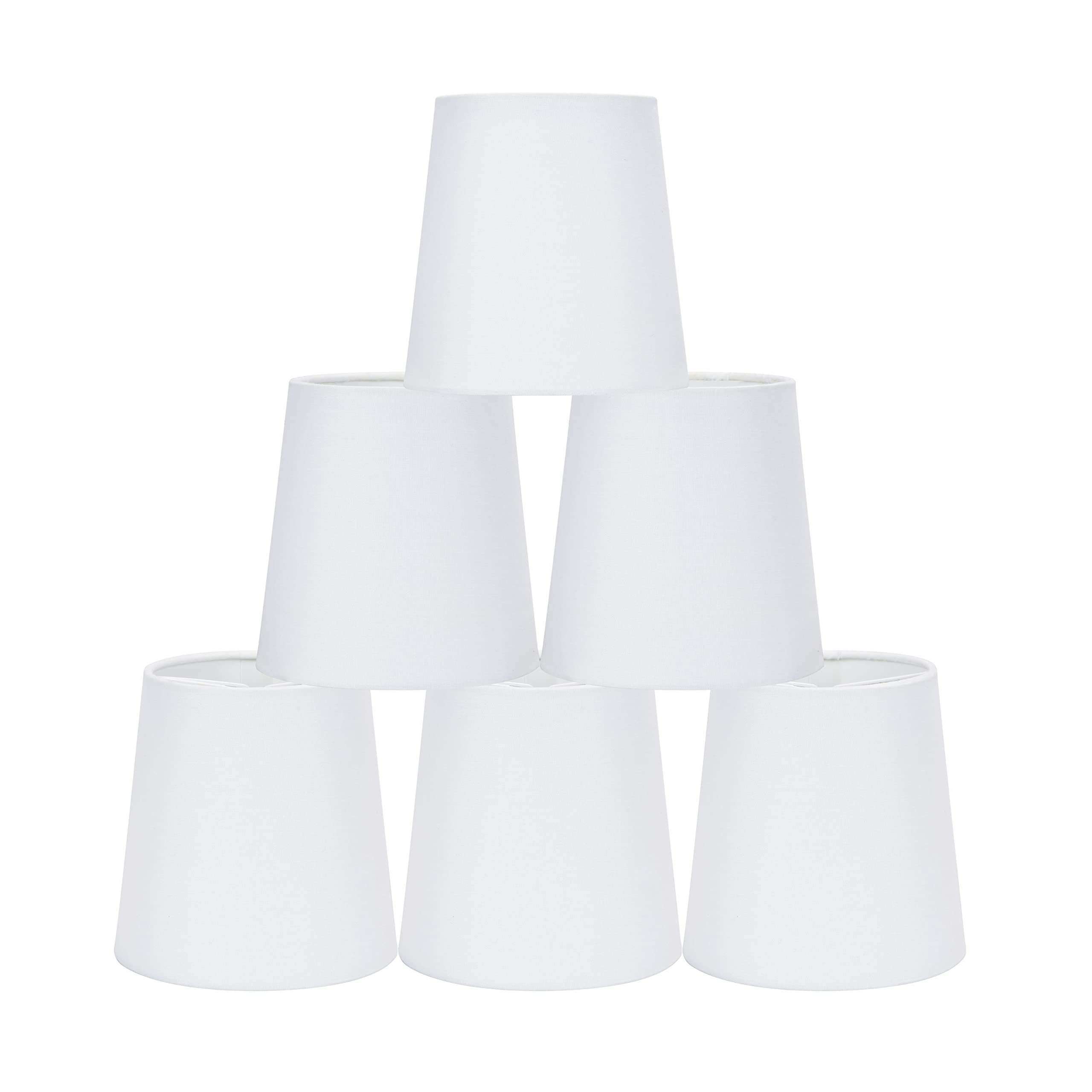 LAMPWELL VIRGO Clip-on Chandelier Lamp Shades - Set of 6 Small Barrel Fabric Shades (5.2