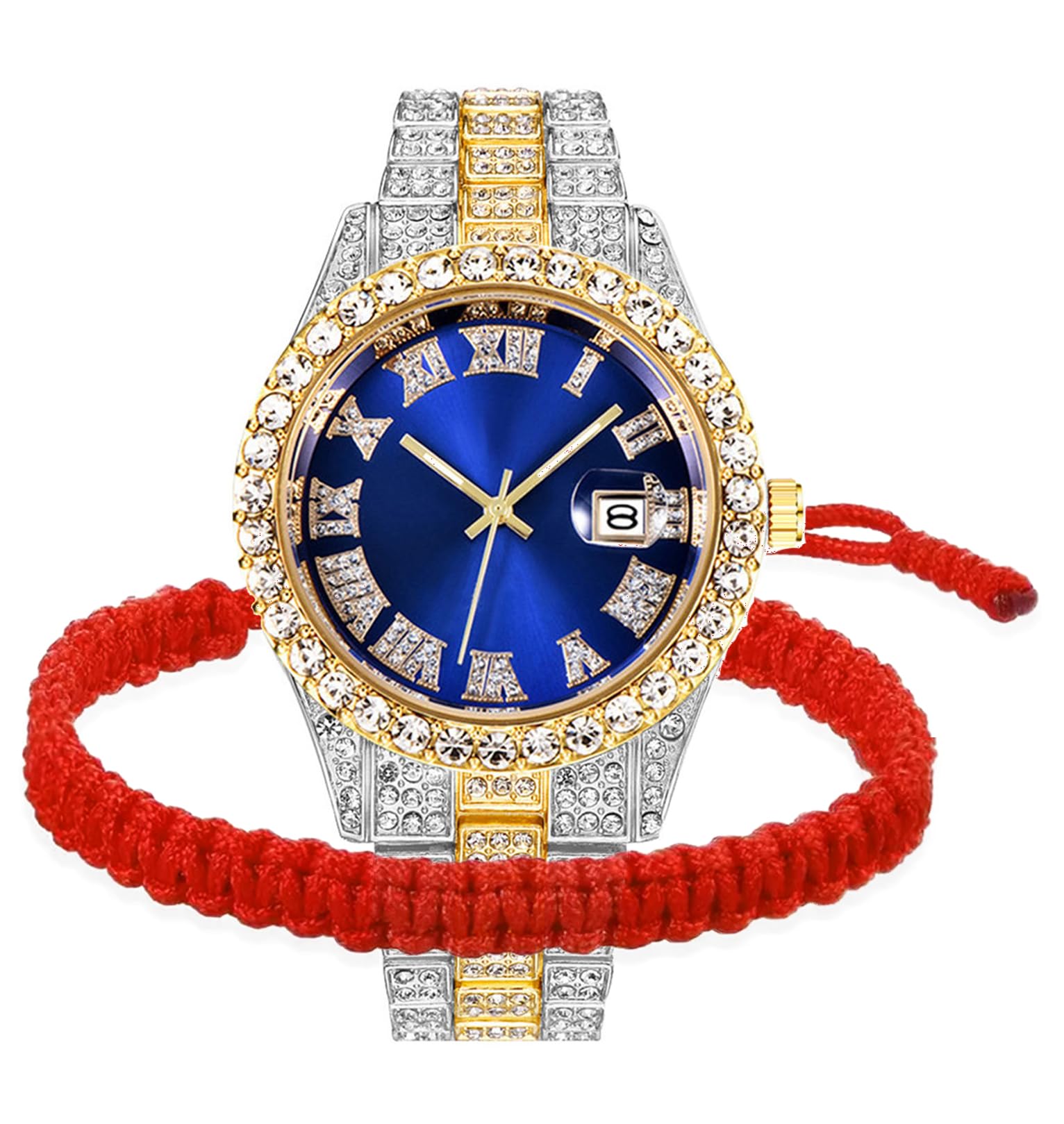 BESTKANG Luxury Unisex Diamond Iced Out Watch - Roman Numerals Analog Quartz Wristwatch for Men & Women | Perfect for Parties, Gifts, and Special Occasions