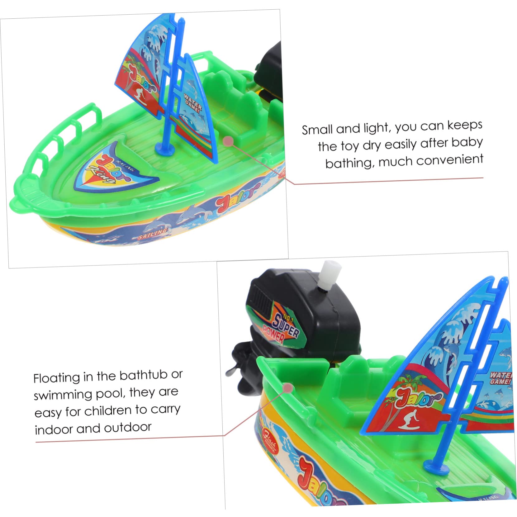 HAWILLOSCH 3-Piece Clockwork Boat Toy Set - Wind-Up Speedboat, Submarine & Bathtub Toys for Kids - Durable Plastic Bath Time Fun (Perfect for Pool, Bathtub & Outdoor Water Play)