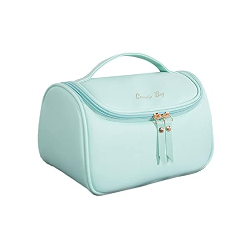 Large Capacity PU Leather Makeup Bag - Waterproof Travel Cosmetic Organizer with Zipper for Brushes & Toiletries | Portable Beauty Storage Pouch for Women & Girls | Perfect for Travel, Gym, and Daily Use