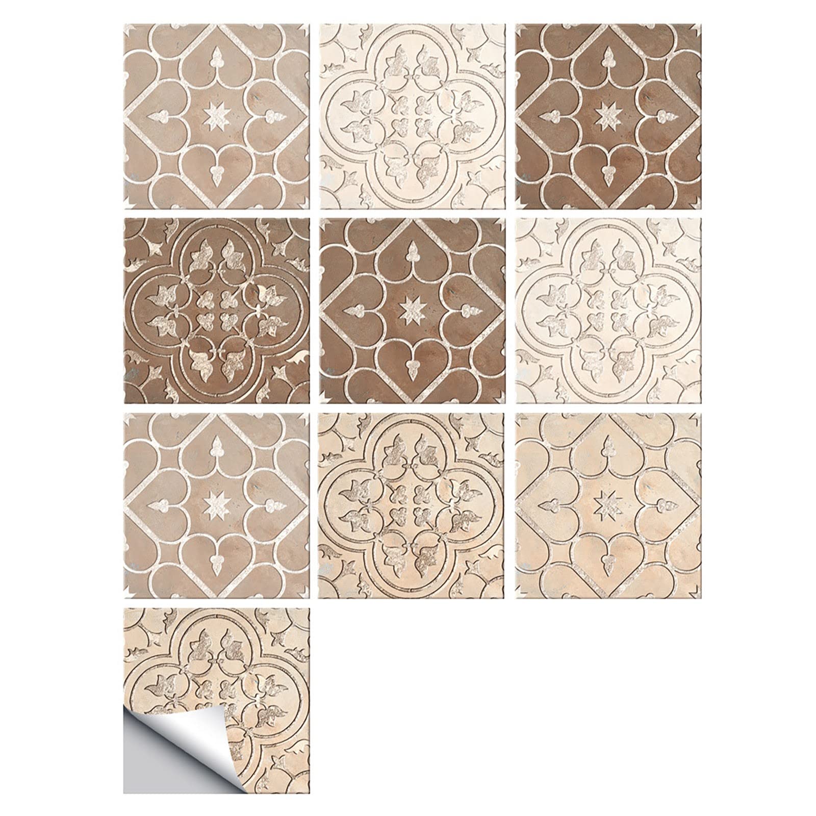 3D Self-Adhesive Wall Mosaic Tiles - Waterproof Crystal Decorative Stickers for Kitchen, Bathroom & Laundry Room - DIY Home Decor (Brown, One Size) - Perfect for Backsplash, Shower Walls & Accent Decor