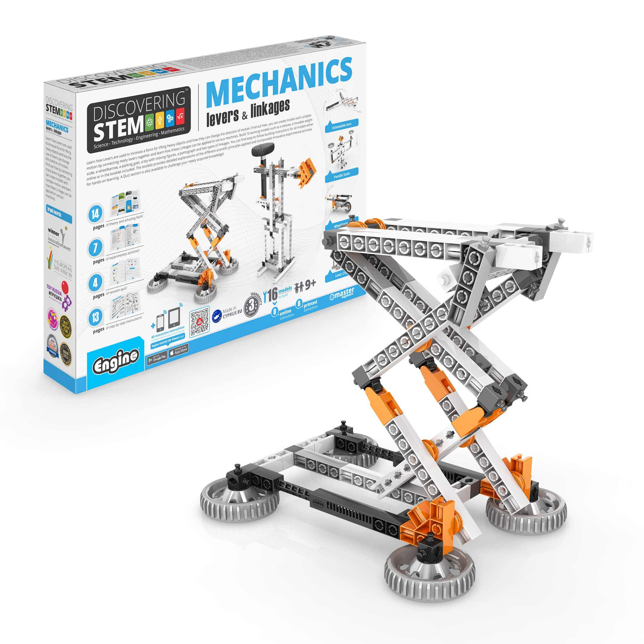 Engino STEM Building Toys Kit - 16-in-1 Mechanics: Levers & Linkages Construction Set | Educational Engineering Toys for Kids Ages 9+ | Perfect Science Gift for Boys & Girls | School Projects, Homeschool Learning & Birthday Presents
