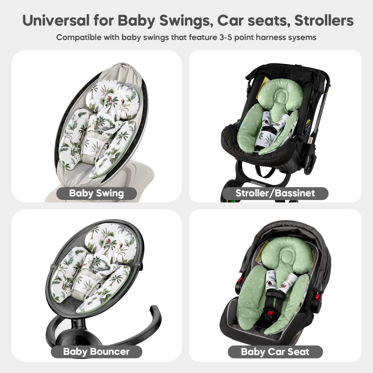 4moms Mamaroo & Graco Swing Infant Insert - Newborn Head & Body Support Cushion with Breathable Soft Fabric - Universal for Baby Swings, Car Seats & Strollers - Perfect for Soothing, Feeding & Napping On-the-Go