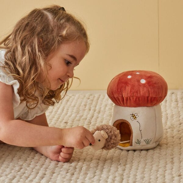 Soft Plush Mushroom House with Hedgehog - Cozy Animal Toy for Kids & Collectors - Perfect for Nursery Decor, Gift Giving & Imaginative Play
