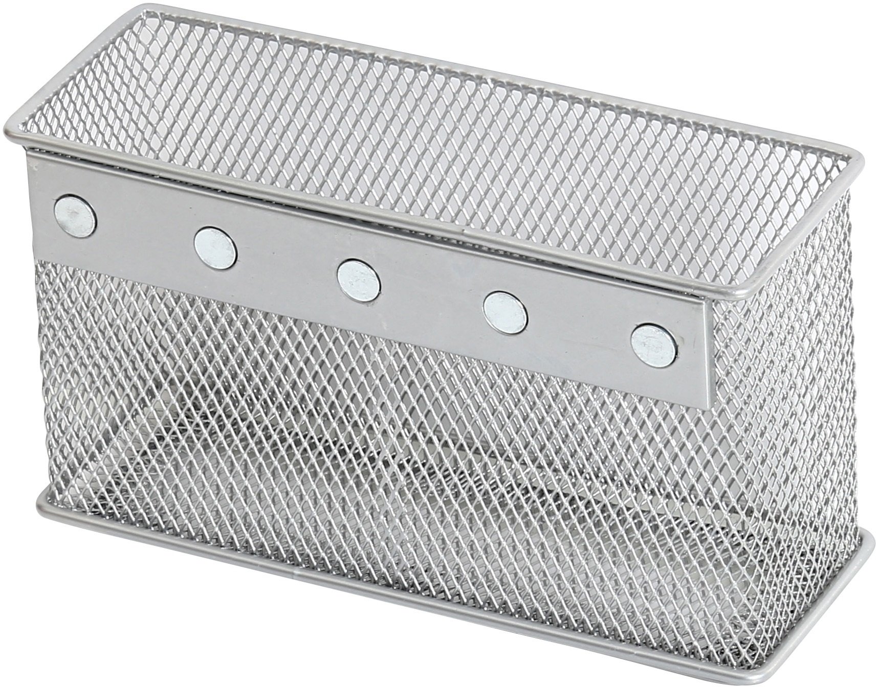 Ybmhome Magnetic Wire Mesh Storage Basket - Silver Organizer for Refrigerator, Microwave, Office & Kitchen | Medium Size Desk Tray & Container for Office Supplies | Perfect for Magnetic Surfaces & Home Organization