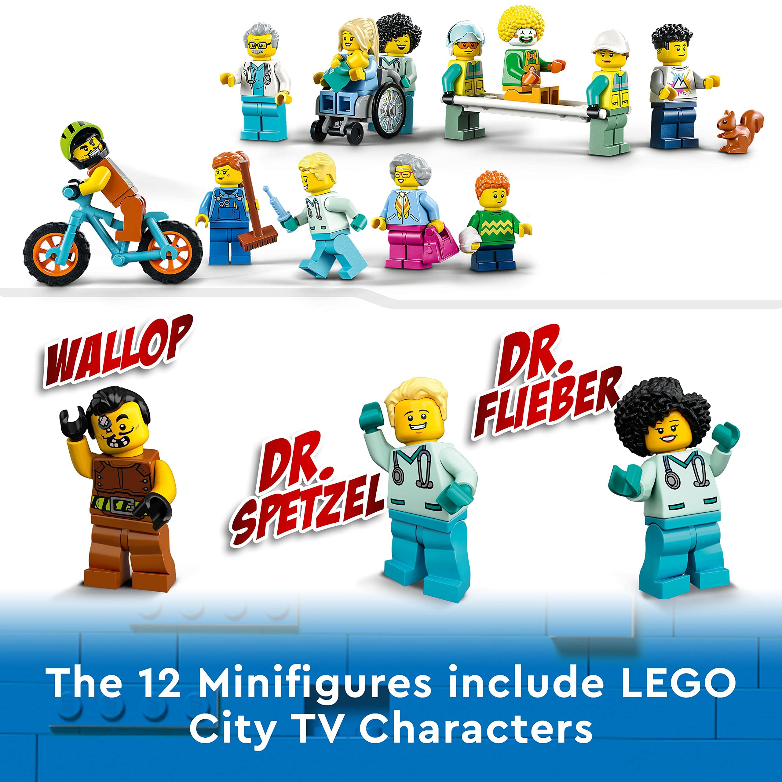 LEGO 60330 City Hospital Building Set - Ambulance Truck, Helicopter & 12 Minifigures - Creative Construction Toy for Kids Ages 7+ - Perfect for Role Play, Birthday Gifts & STEM Learning
