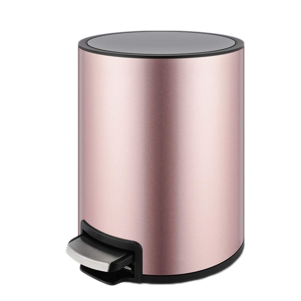 FABAX 6L Rose Gold Stainless Steel Trash Can with Removable Inner Bucket & Lid - Kitchen Garbage Bin for Home, Office, or Bathroom Waste Disposal