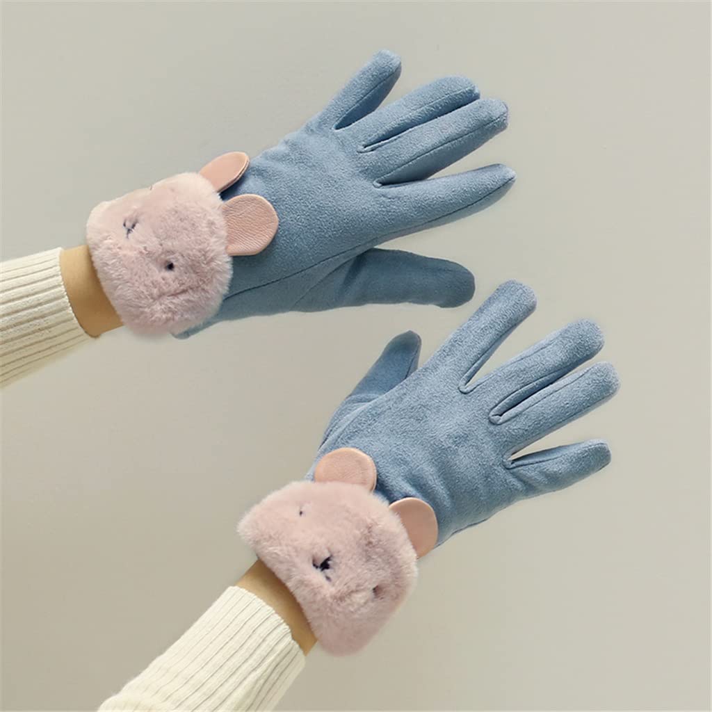 Winter Touch Screen Gloves - Soft Velvet Lined Leather Gloves for Cycling, Driving & Outdoor Activities - Warm & Comfortable for Cold Weather (Black, One Size)