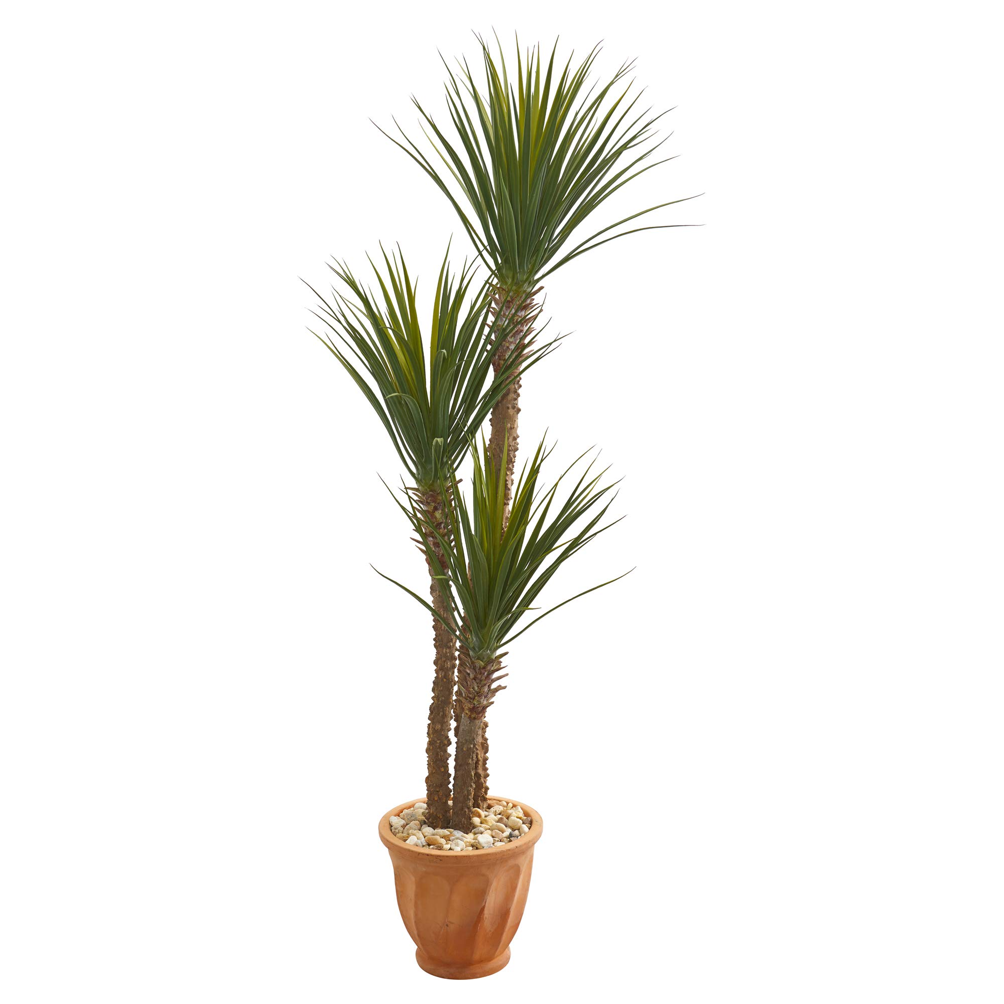 Nearly Natural 65-Inch Yucca Rostrata Artificial Silk Tree in Terracotta Planter - Realistic Indoor/Outdoor Faux Plant for Home, Office, and Patio Decor