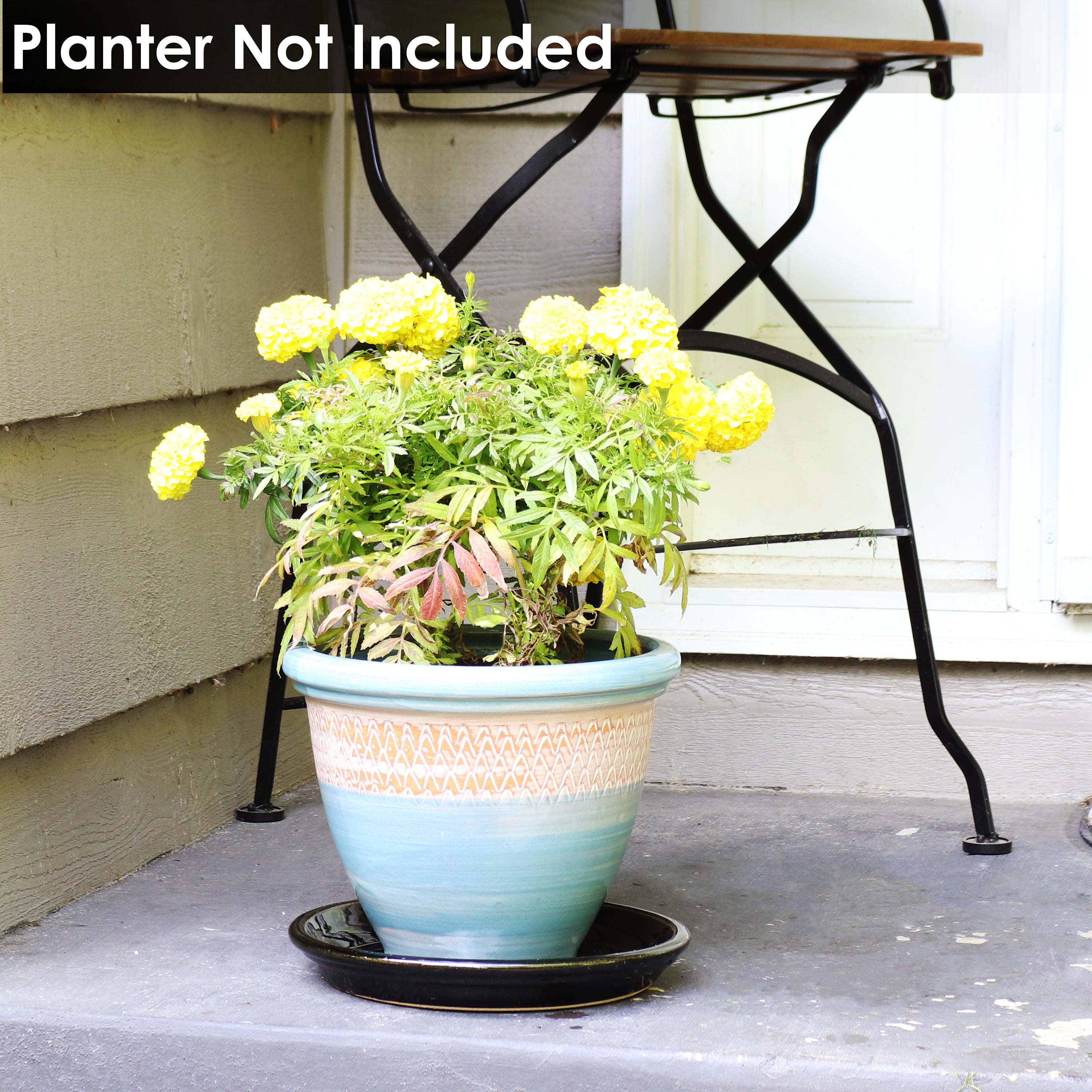 Sunnydaze Set of 2 Glazed Ceramic Planter Saucers - 6 Inch Flower Pot Trays for Indoor & Outdoor Plants - Perfect for Drainage and Protecting Surfaces