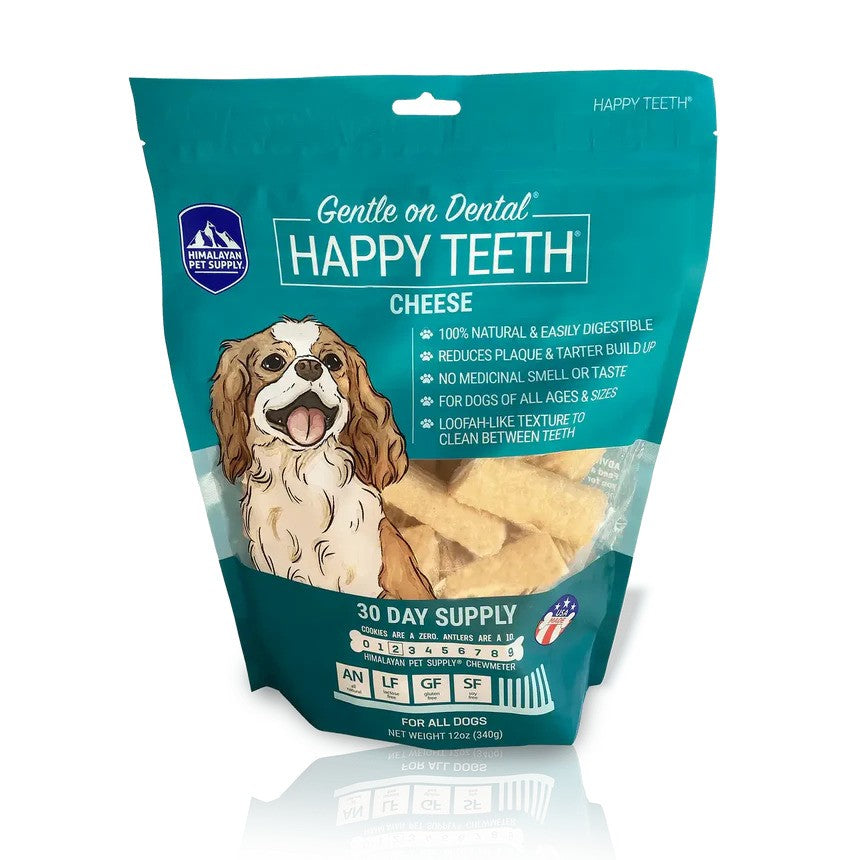 Happy Teeth Dental Cheese Dog Chews - 30 Day Supply for Small & Medium Dogs - Natural Teeth Cleaning Treats for Fresh Breath & Plaque Control - Perfect for Daily Oral Care & Training Rewards