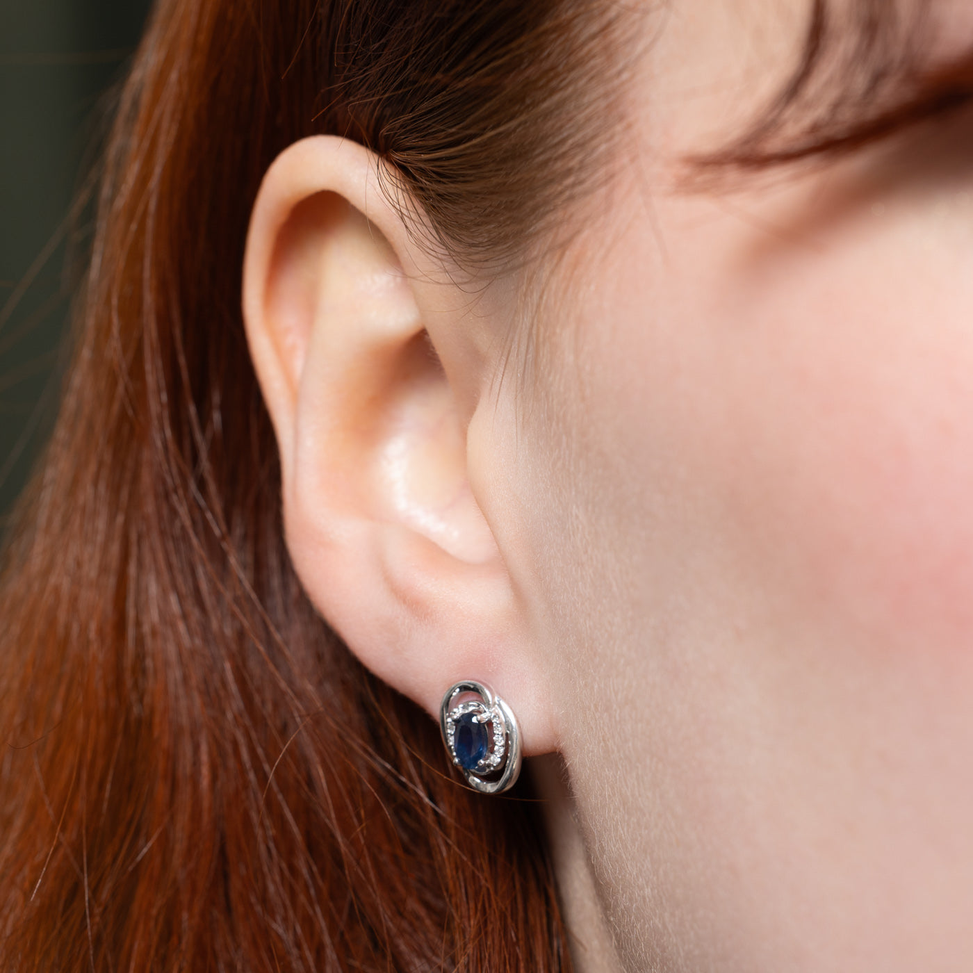Exquisite 0.44ctw Sapphire & 0.04ctw Diamond Stud Earrings - 14K White Gold Princess Cut Gemstone Jewelry for Women | Perfect for Weddings, Anniversaries & Special Occasions