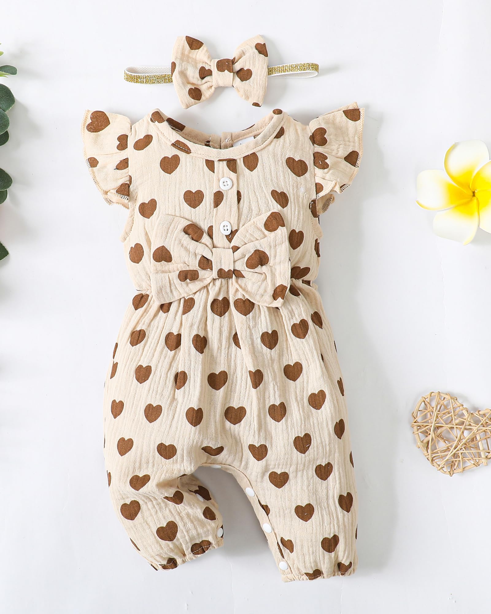 Mioglrie Newborn Baby Girl Clothes - Soft Cotton Short Sleeve Romper Jumpsuit for Summer | Cute One-Piece Outfit for Infants 0-24 Months | Perfect for Playtime, Photo Shoots & Family Outings