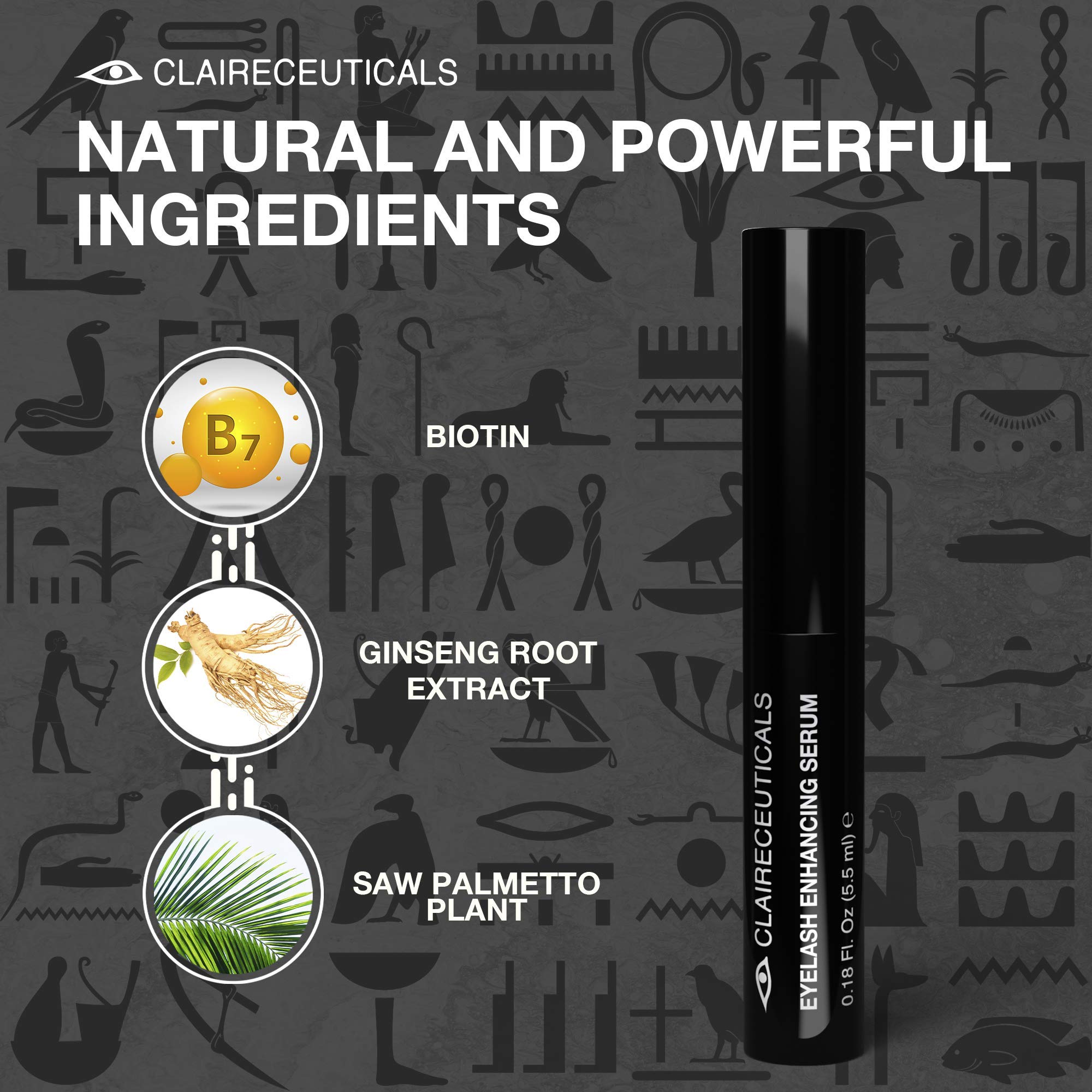 CLAIRECEUTICALS Eyelash & Brow Growth Serum - Natural Lash Enhancer for Longer, Thicker Eyelashes & Fuller Eyebrows - 5.5ml Conditioning Treatment for Salon-Quality Results at Home | Perfect for Daily Use, Special Occasions & Enhancing Natural Beauty
