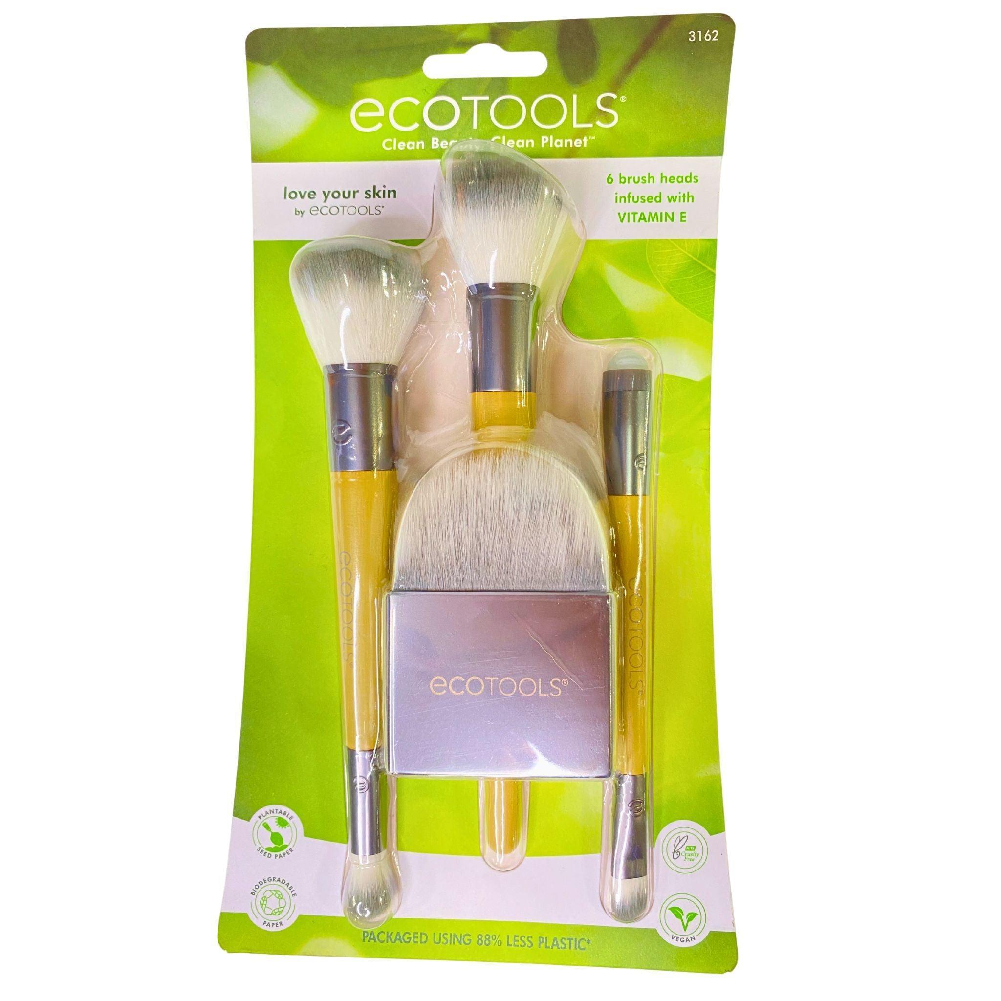 Ecotools Clean Beauty & Clean Planet 6-Piece Brush Set with Vitamin E Infusion (30 Pack) - Perfect for Makeup Application, Travel & Eco-Friendly Beauty Routines