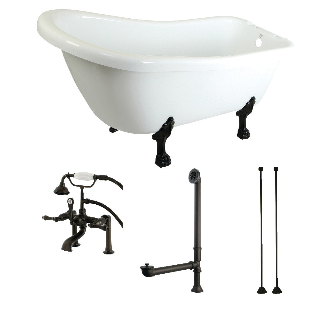 Aqua Eden 67 Inch Acrylic Single Slipper Clawfoot Bathtub with Faucet Combo - Choose Your Finish | Freestanding Soaking Tub for Luxury Bathroom & Spa Retreat