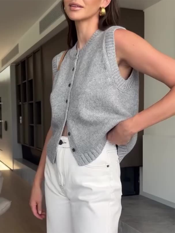 Stylish Women's Knitted Vest Top - Casual & Comfortable Pullover Sweater for Layering, Office Wear & Fall Fashion