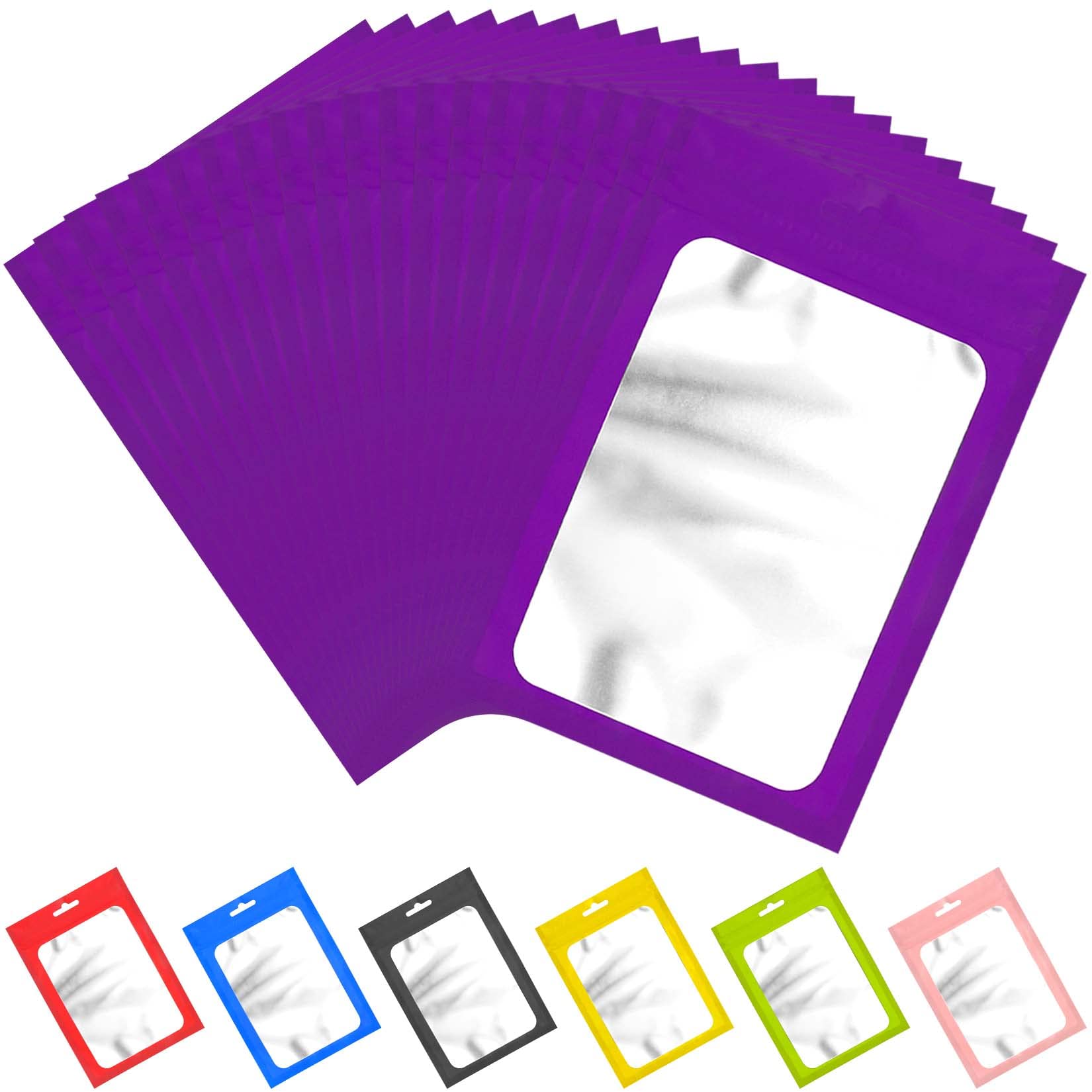100 Pack Smell Proof Mylar Bags with Resealable Zipper & Clear Window - Airtight Heat Sealable Food Storage Bags for Dry Goods, Coffee, Tea, Herbs (Purple, 4.13 x 5.91 Inches) - Perfect for Kitchen Pantry Organization & Travel Snack Storage