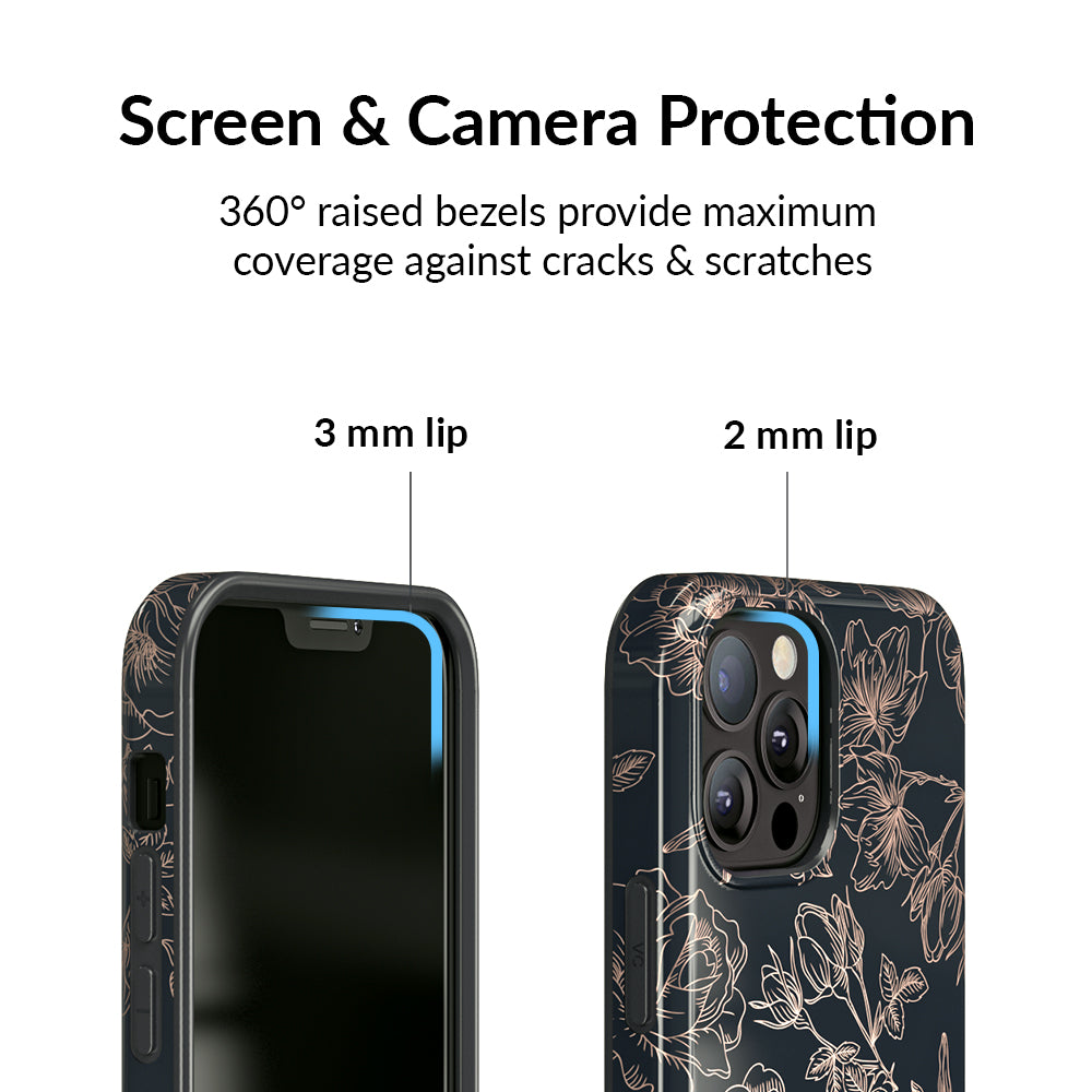 Elegant Floral Rose Gold iPhone Case - Stylish Protective Cover for iPhone 11/12/13/14/15 Pro Max - Perfect for Everyday Use, Office & Special Occasions