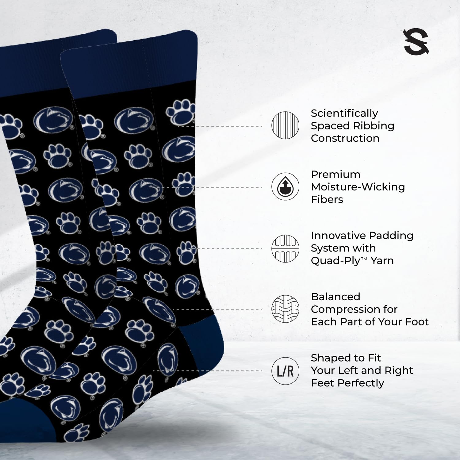 Strideline NCAA Men's Repeat Logo Dress Socks - Team Colors - One Size Fits Most (8-12) - Perfect for Game Day, Office Wear & Casual Outfits