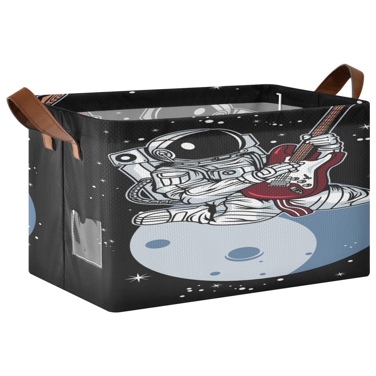 Foldable Under Bed Storage Bins with Handles - 2 Pack Collapsible Storage Box Organizer with Metal Frame for Closet, Cabinet, or Kids' Room | Perfect for Astronaut-Themed Decor & Toy Storage