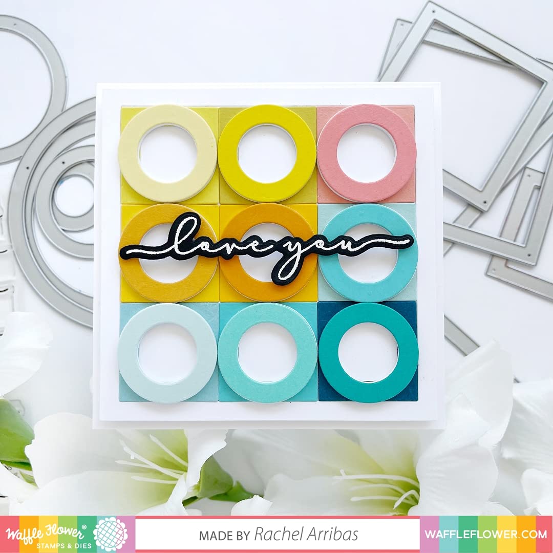 Waffle Flower Nesting Square Frames Die Set - 5 Sizes with Magnetic Storage Sheet | Compatible with Cricut, Sizzix & Other Die Cutting Machines | Perfect for Card Making, Scrapbooking & DIY Crafts