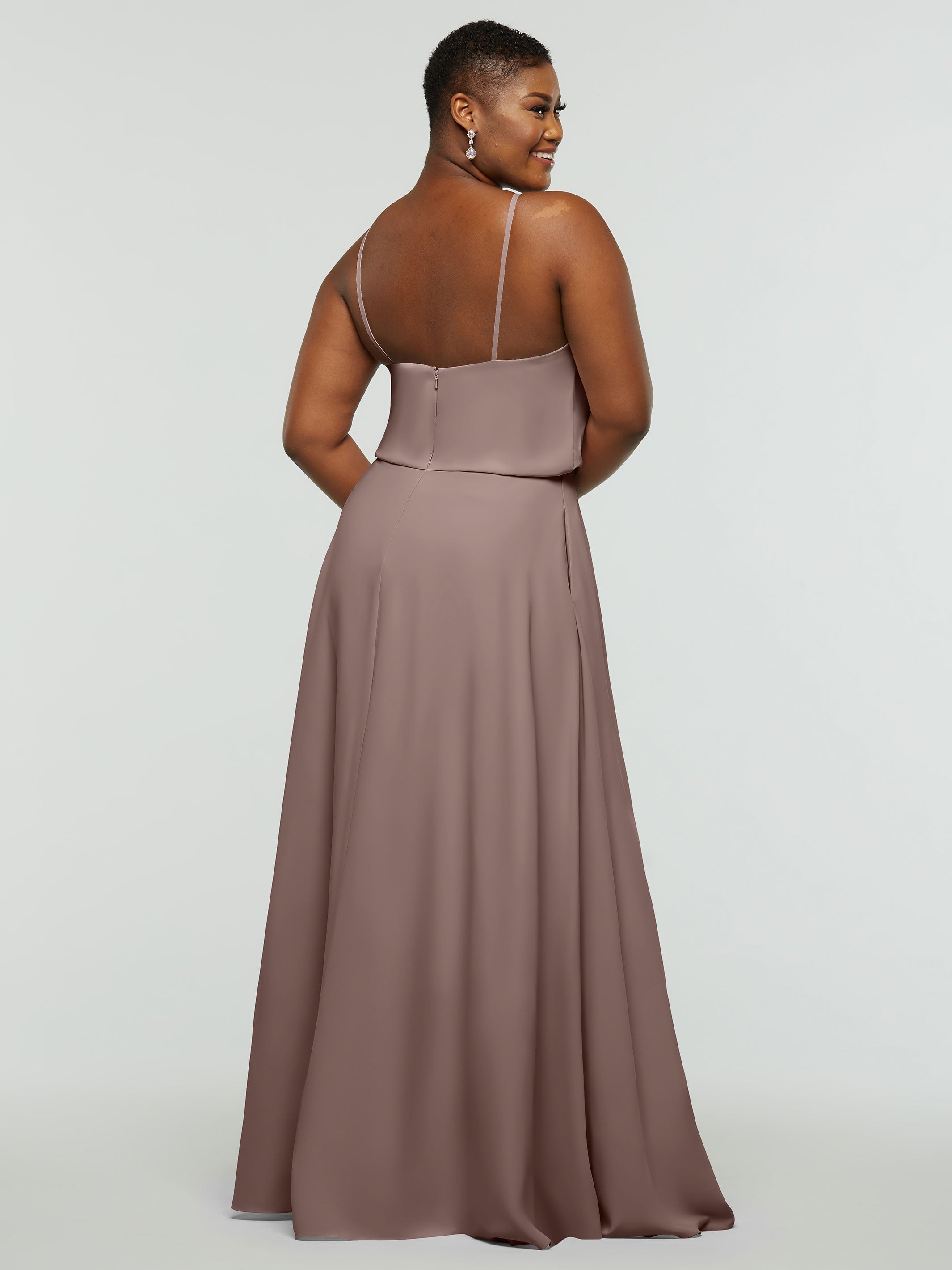 Elegant 83015 Stretch Chiffon A-Line Bridesmaid Dress with Halter Neckline - Perfect for Weddings, Formal Events & Special Occasions