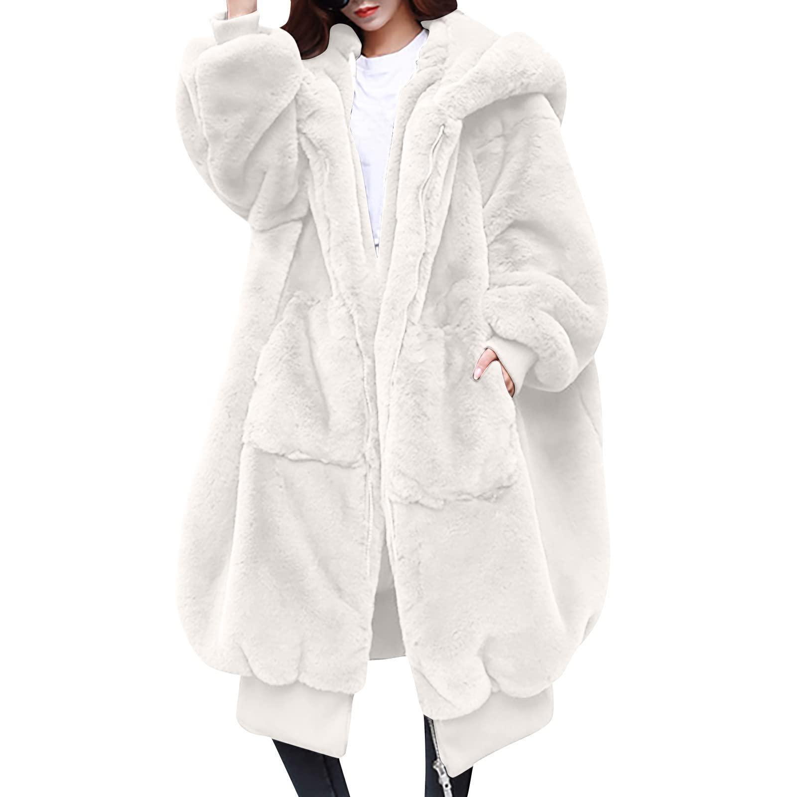Women's Fashion Casual Mid-Length Wool Coat - Shearling Stitched Jacket for Business & Everyday Wear | Perfect for Office, Outings & Fall/Winter Layering