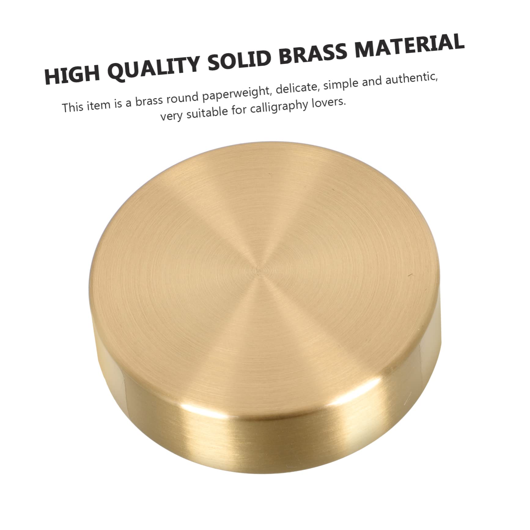 BRIGHTFUFU 2-Piece Round Brass Paperweight Set - Heavy Duty Letter Holder, Art & Document Organizer for Office Desk, Home Decor, and Gift Giving
